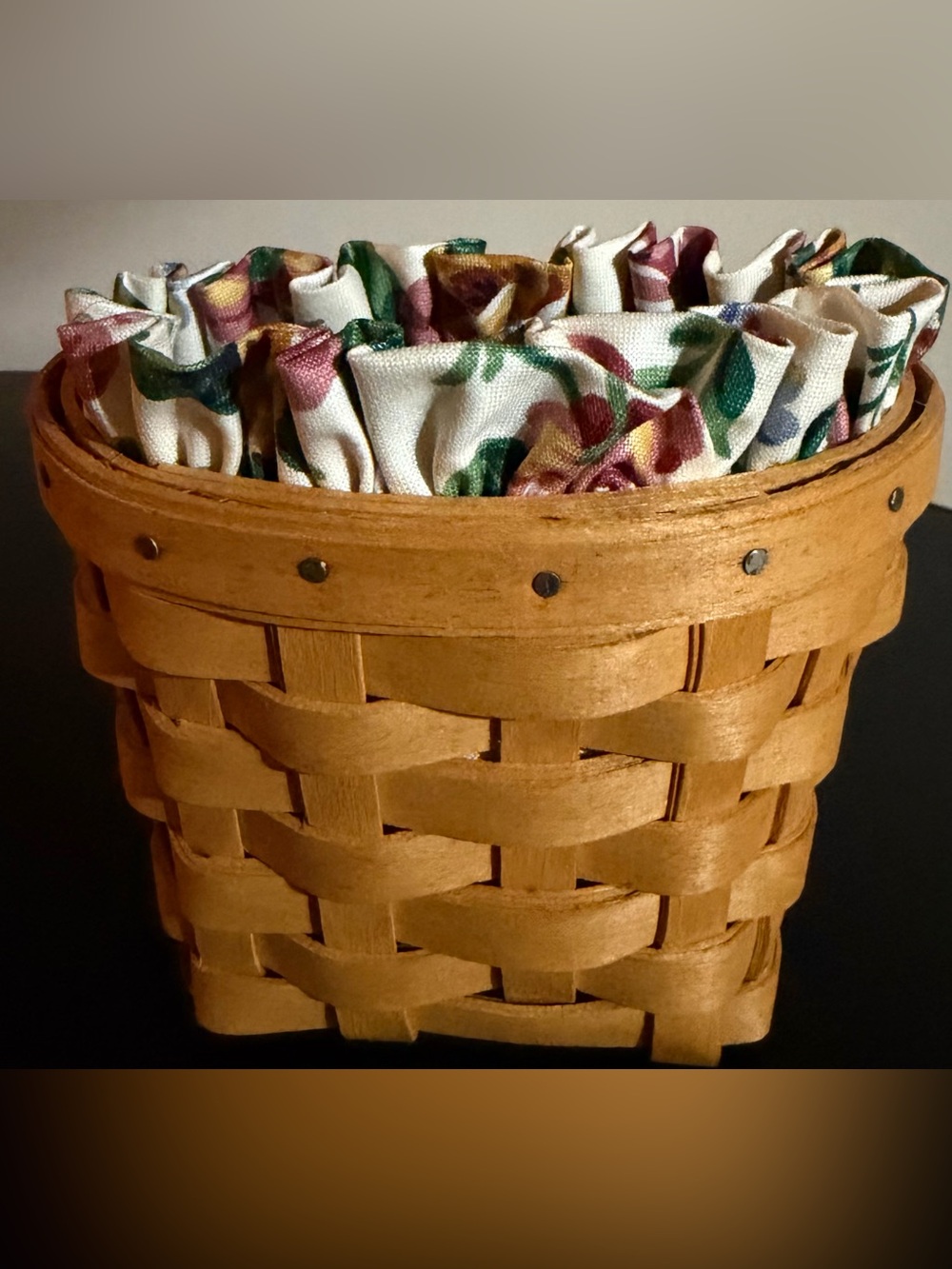 LONGABERGER AMBROSIA BOOKING BASKET SET/GARDEN SPLENDOR LINER